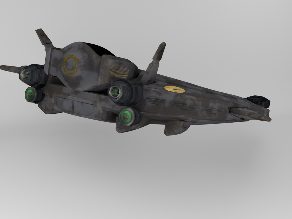 Lowpoly Space Interceptor Low-poly 3D model_3