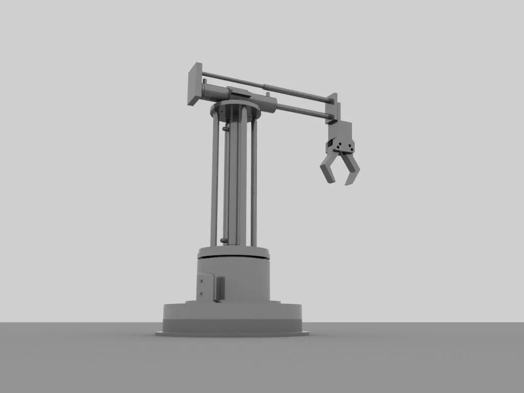Pneumatic robot hand Low-poly 3D model_0