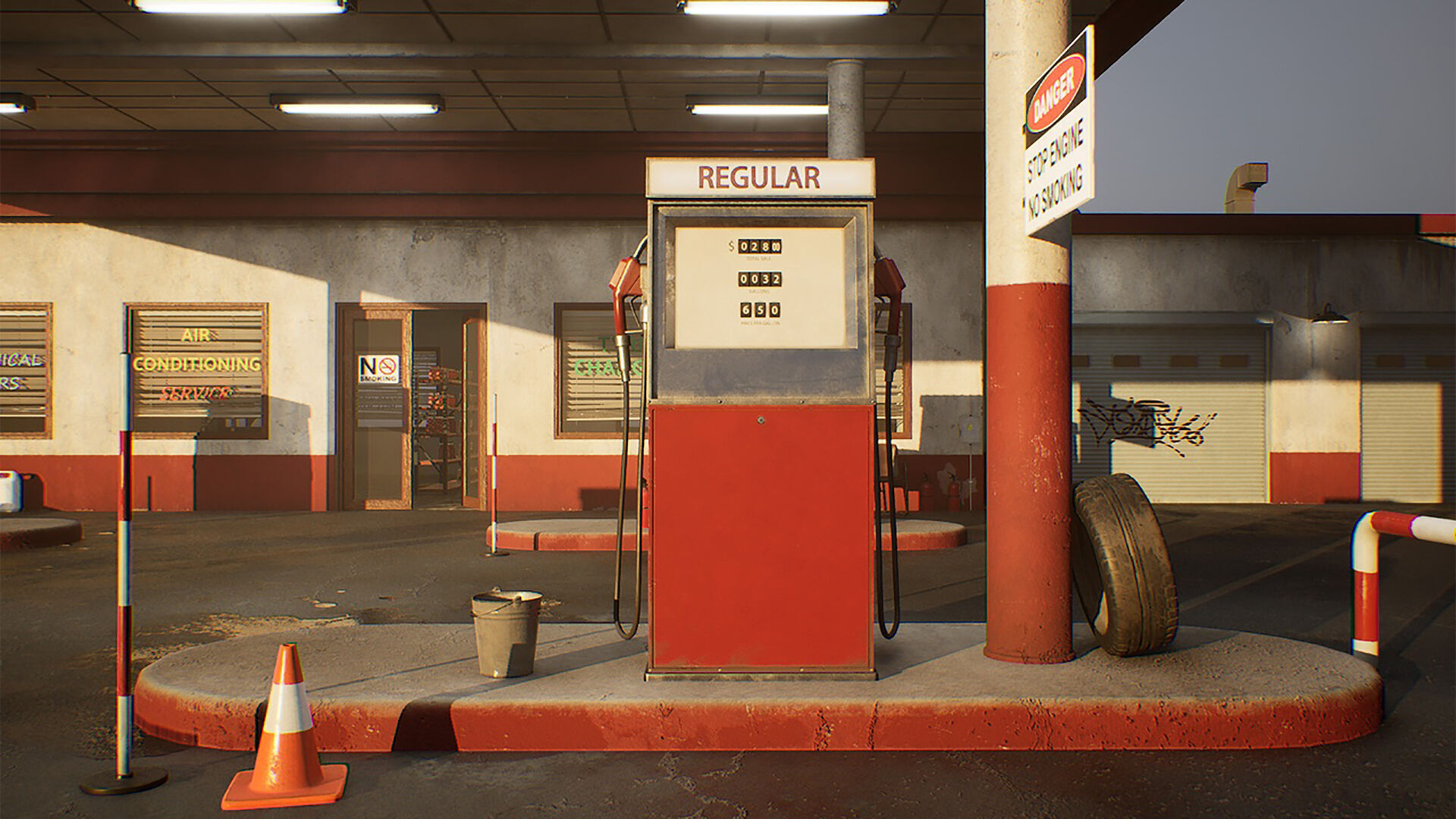 Gas Station Low-poly 3D model_1