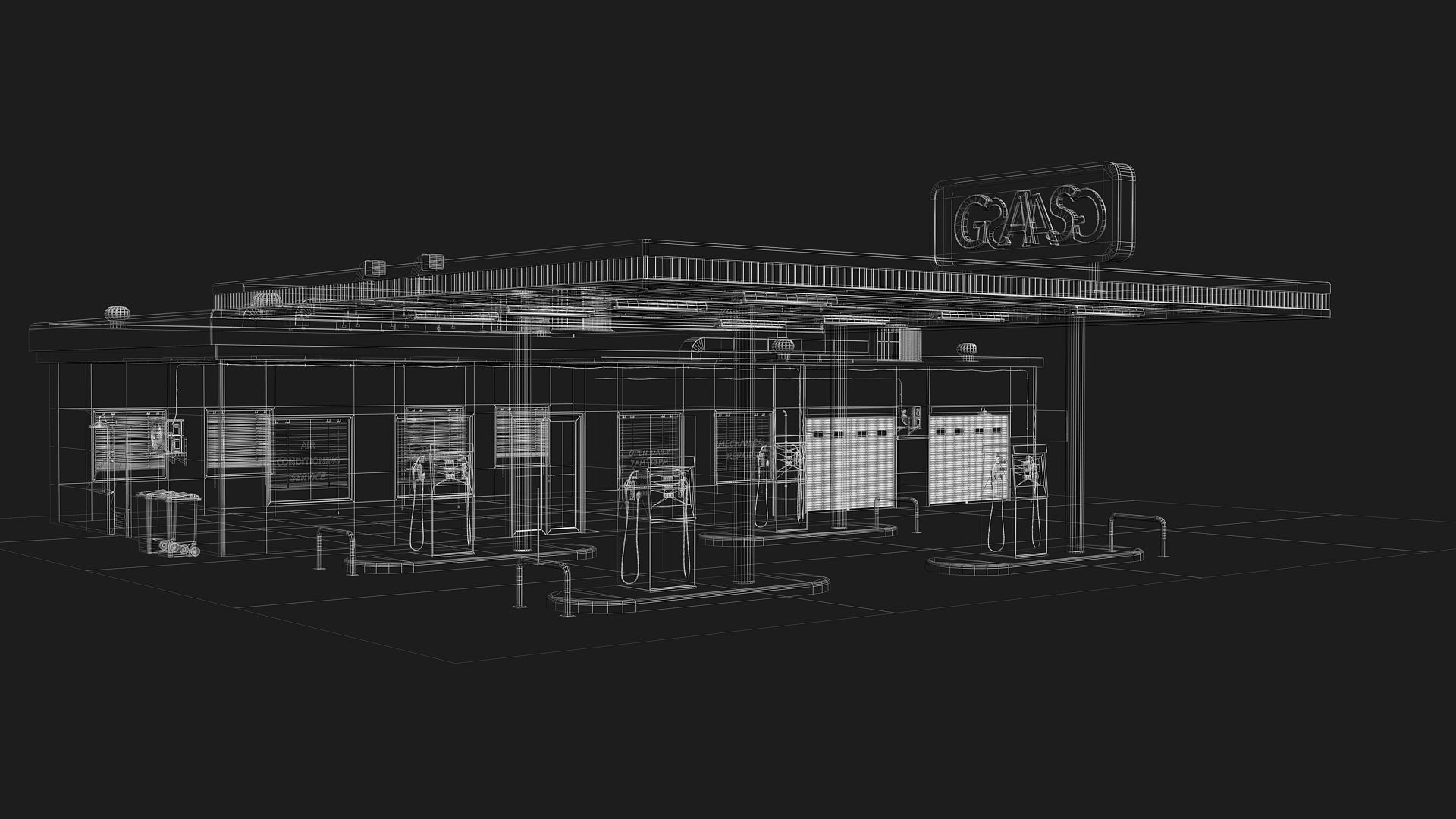 Gas Station Low-poly 3D model_21