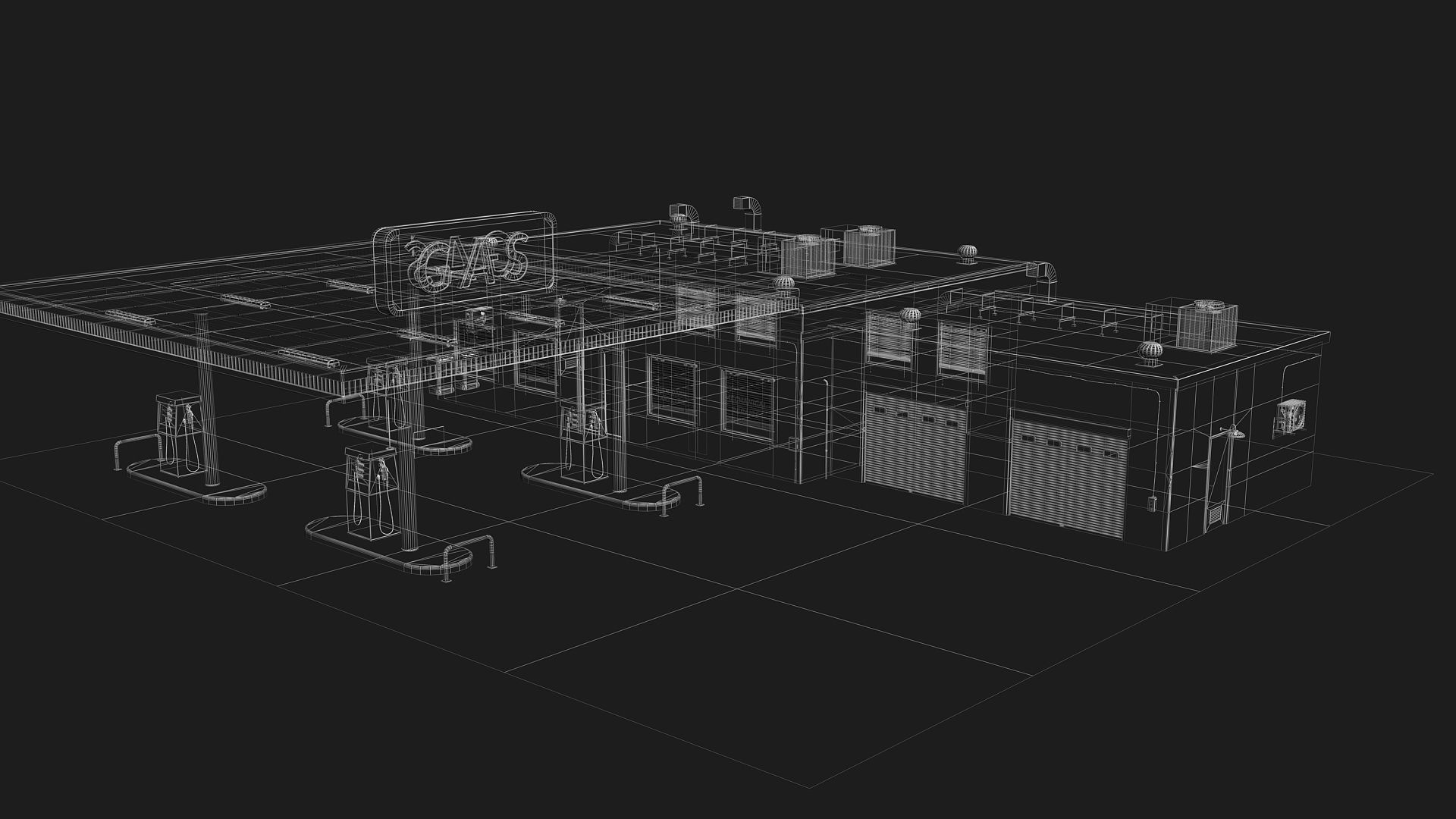 Gas Station Low-poly 3D model_22