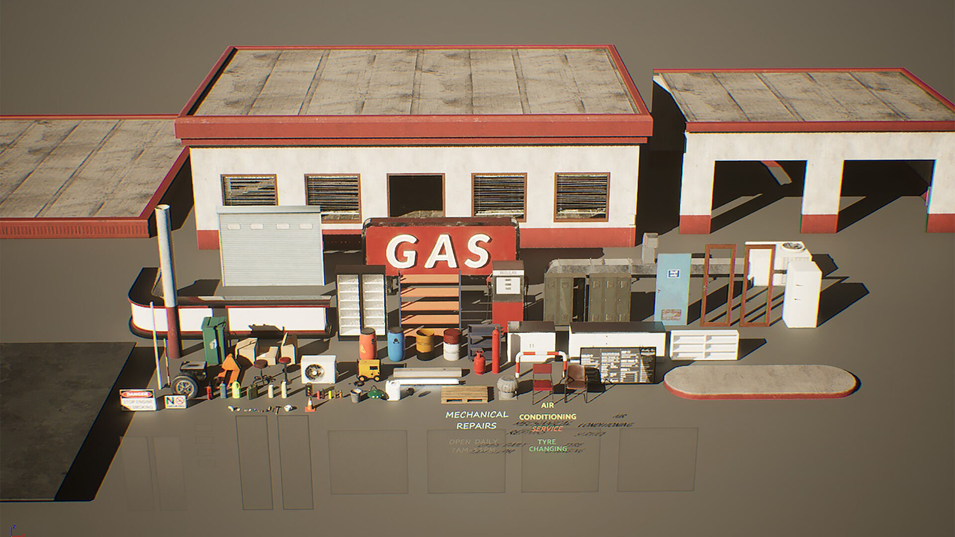 Gas Station Low-poly 3D model_15