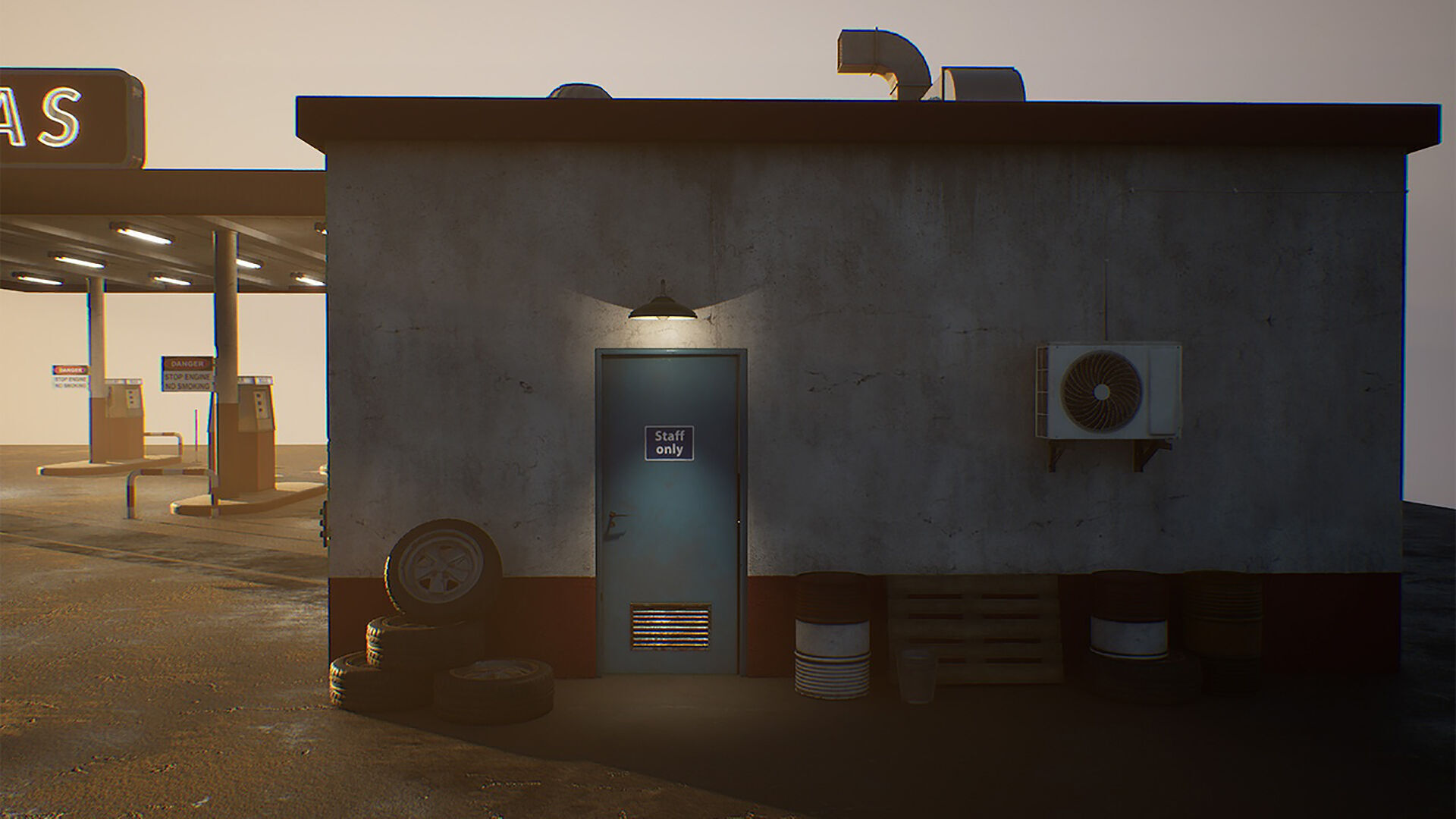 Gas Station Low-poly 3D model_9