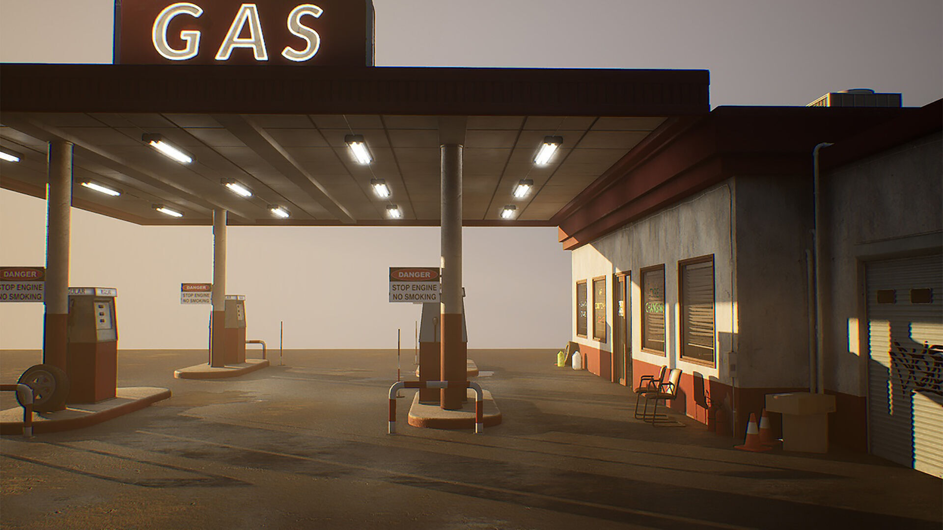 Gas Station Low-poly 3D model_10