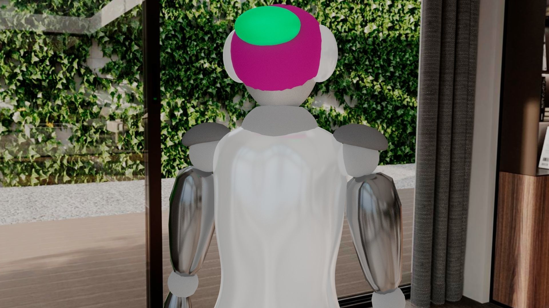 Simple female robot Low-poly 3D model_9