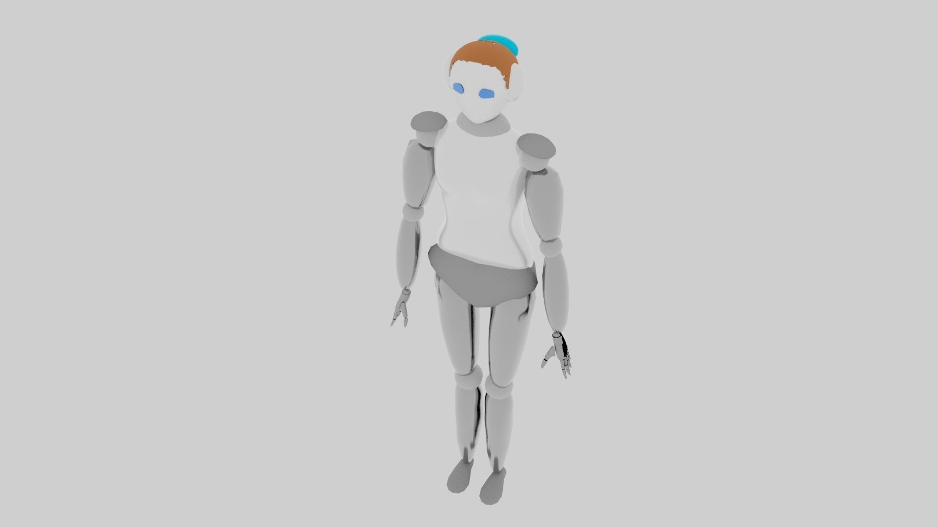 Simple female robot Low-poly 3D model_8