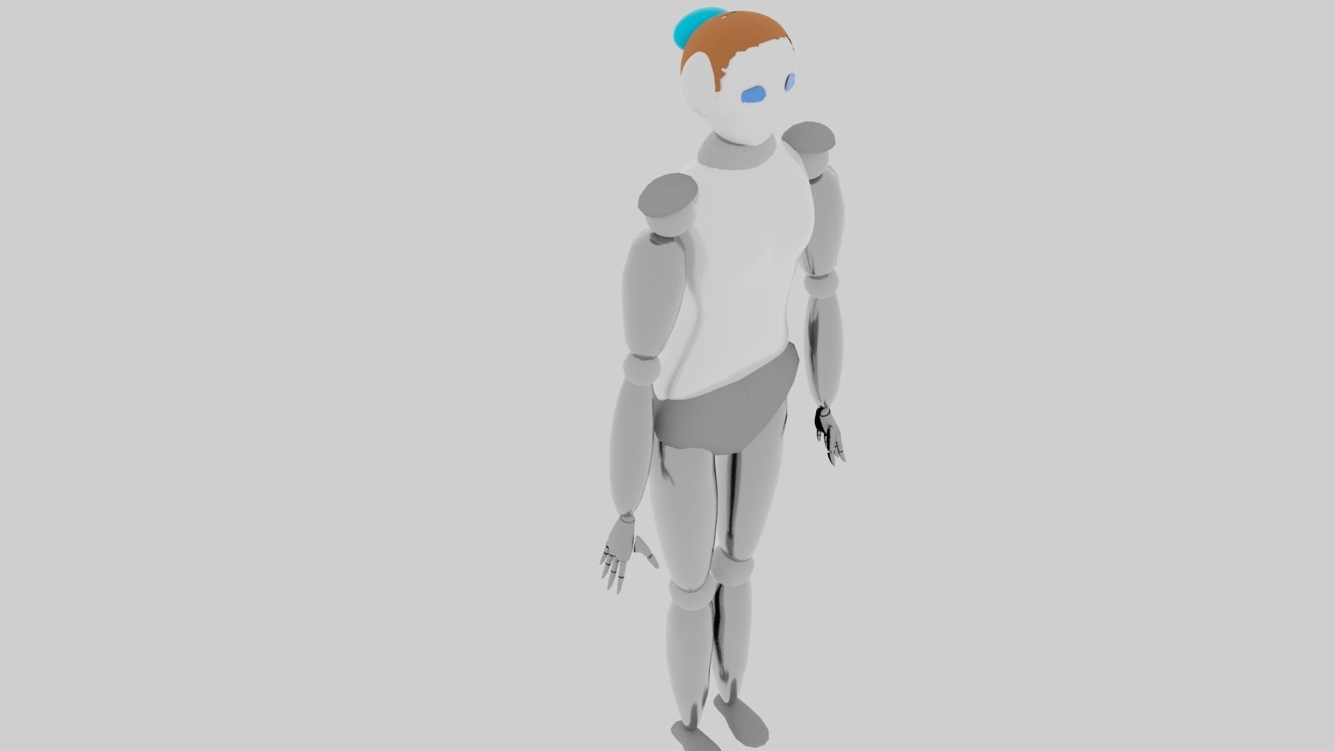 Simple female robot Low-poly 3D model_7