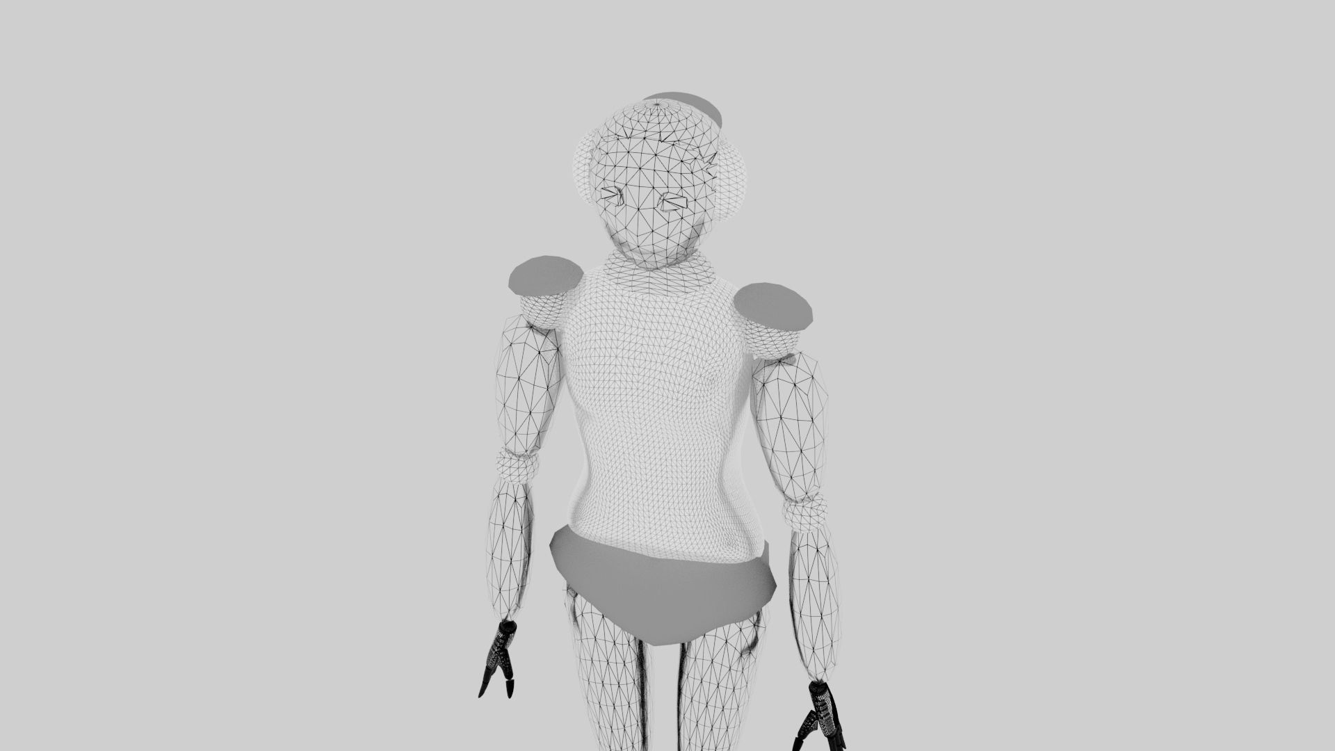Simple female robot Low-poly 3D model_4