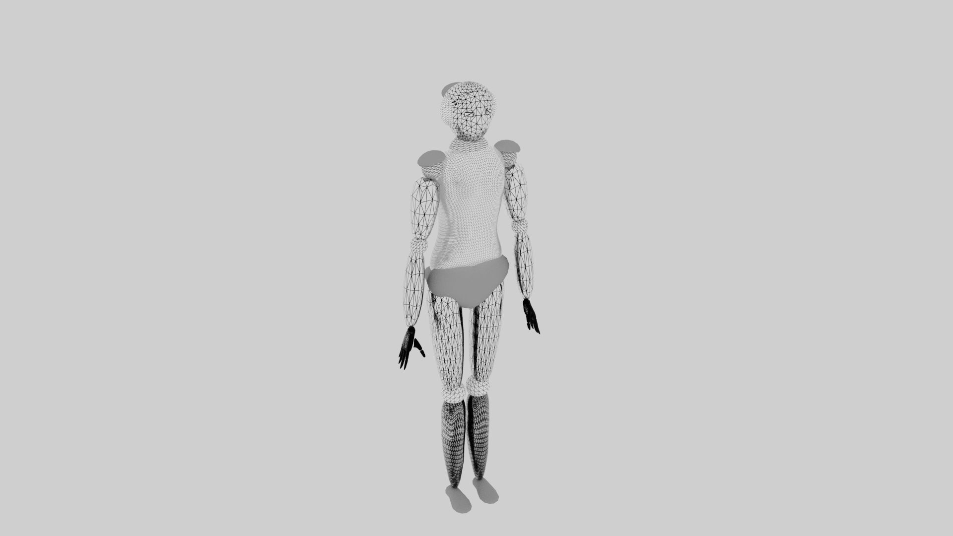 Simple female robot Low-poly 3D model_5