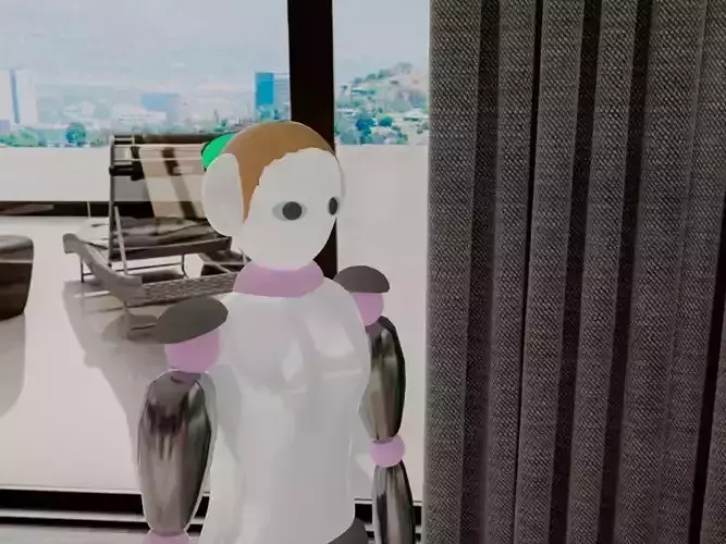Simple female robot Low-poly 3D model
