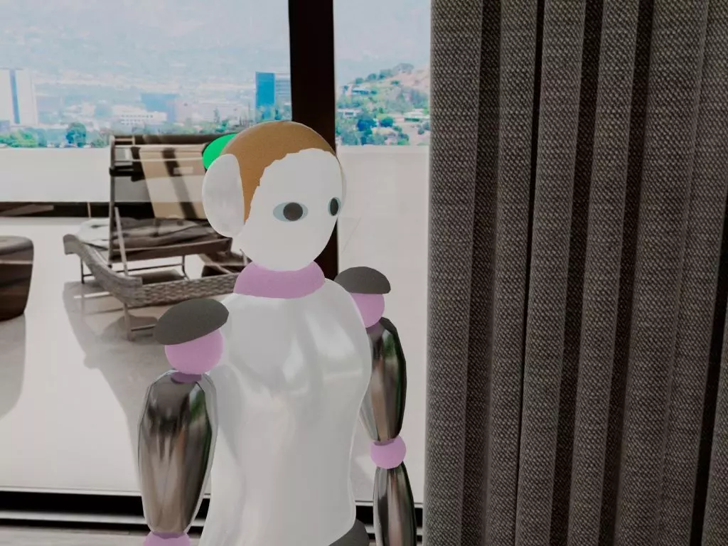 Simple female robot Low-poly 3D model_0