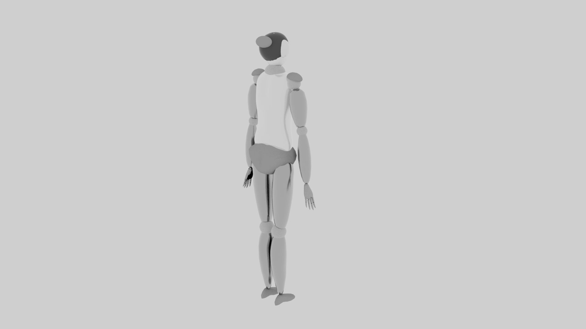 Simple female robot Low-poly 3D model_6