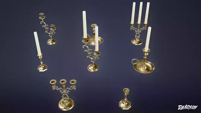 LIGHTING - Candle Set 02 - LOW POLY AND NANITE