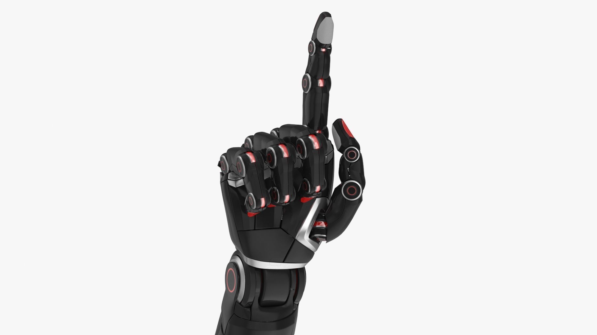 Cyborg hand points finger 3D model_11