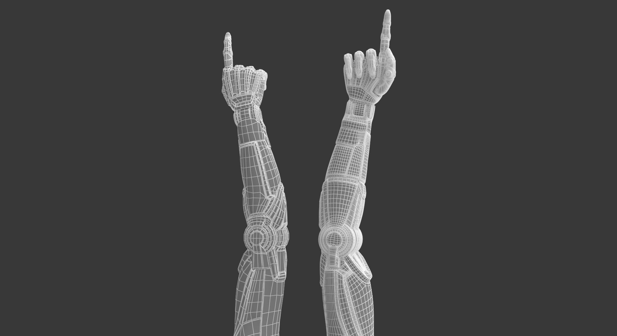 Cyborg hand points finger 3D model_8