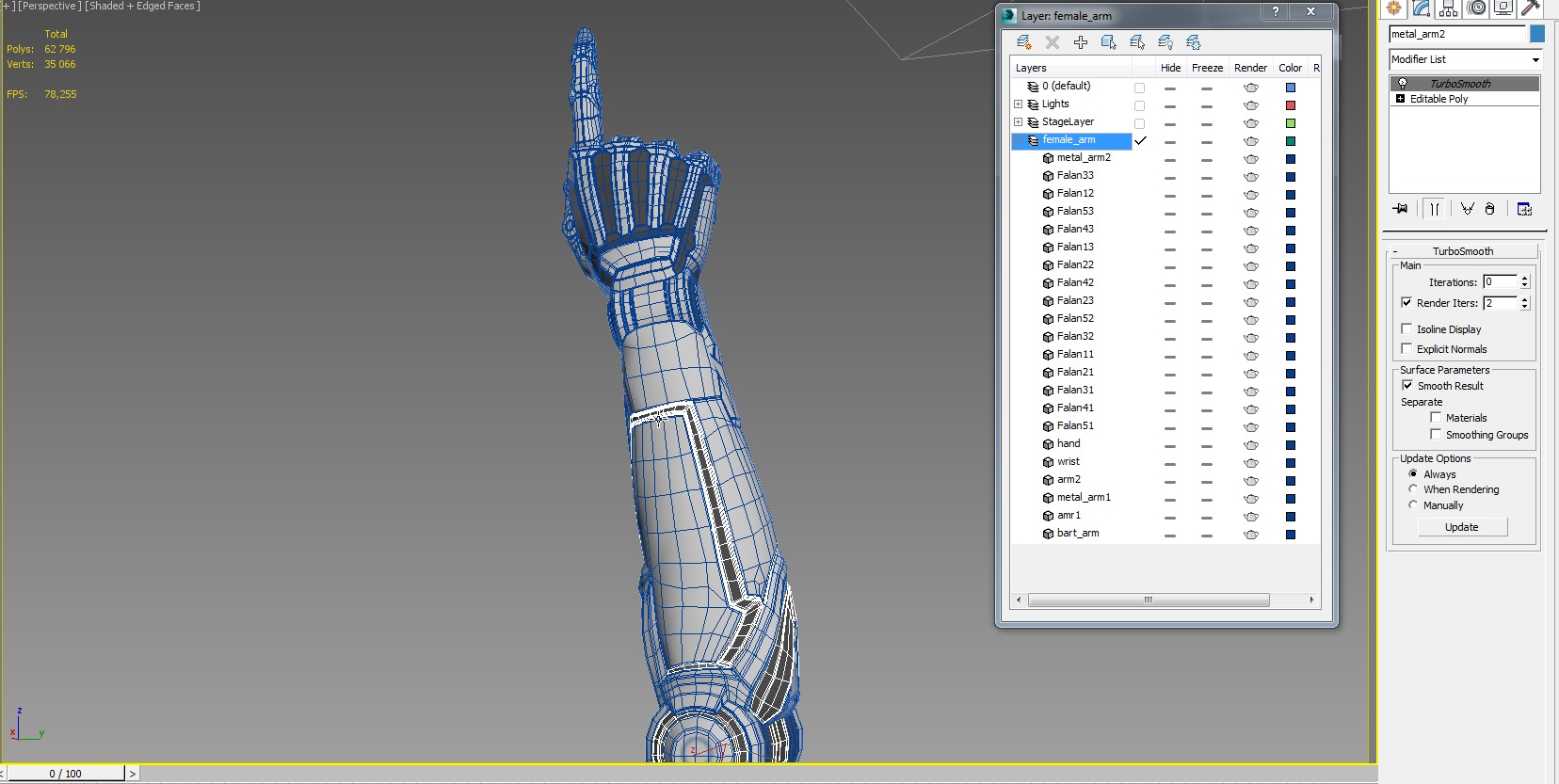 Cyborg hand points finger 3D model_12