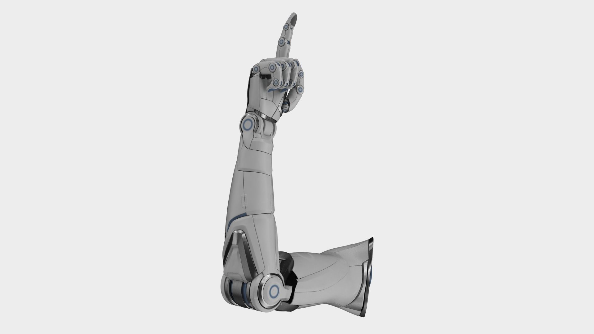 Cyborg hand points finger 3D model_5