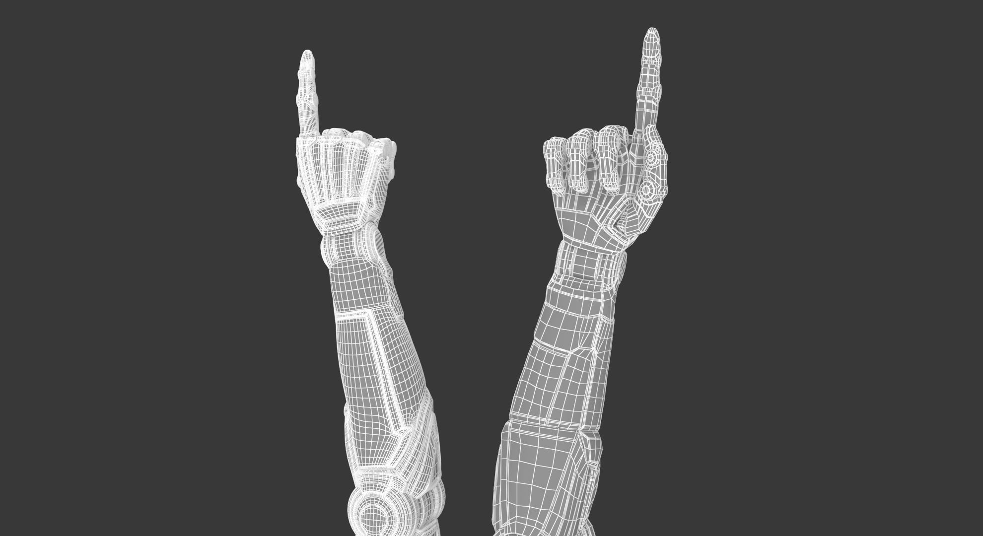 Cyborg hand points finger 3D model_9