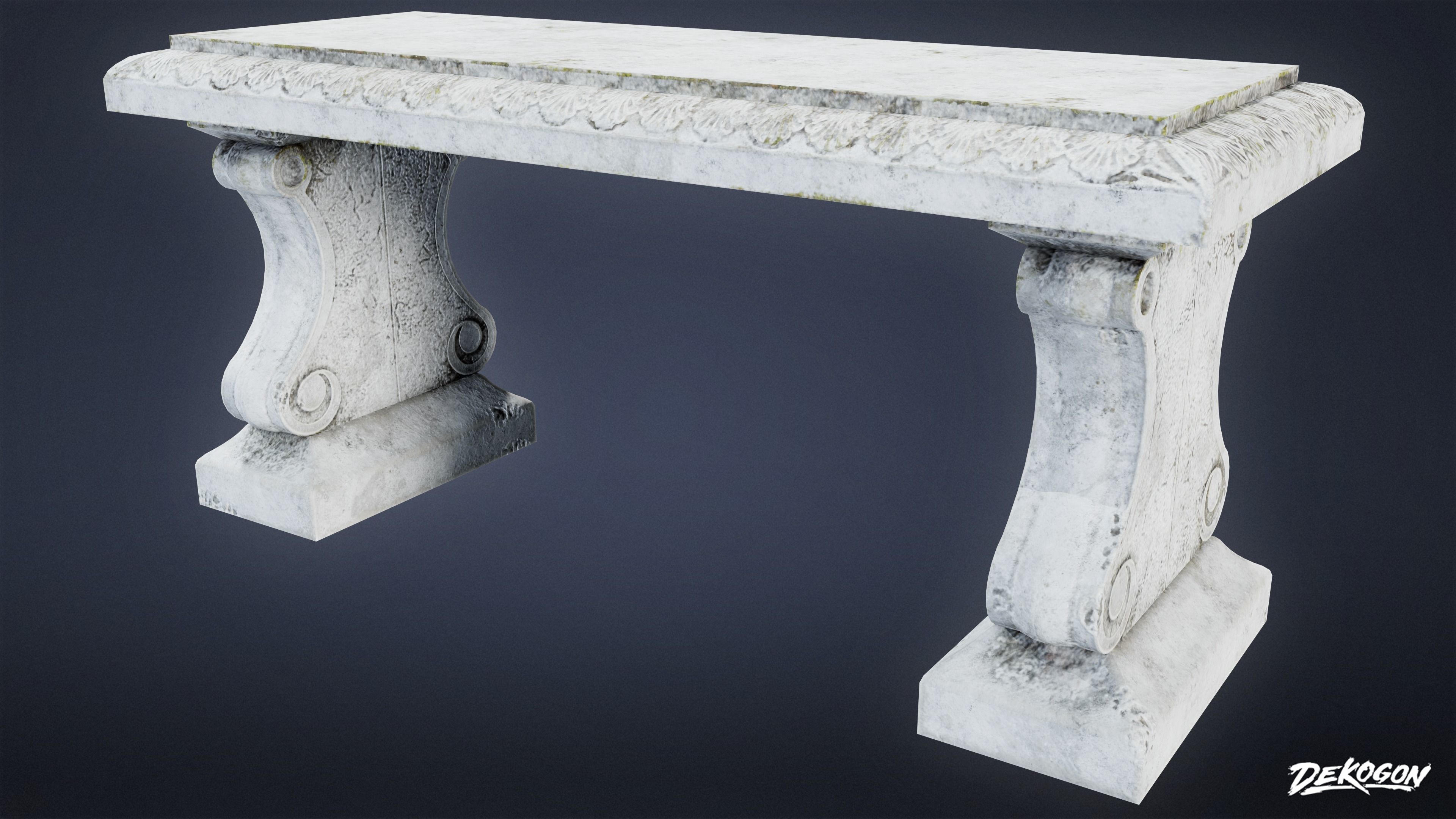 CEMETERY - Bench 01 - LOW POLY Low-poly 3D model_3