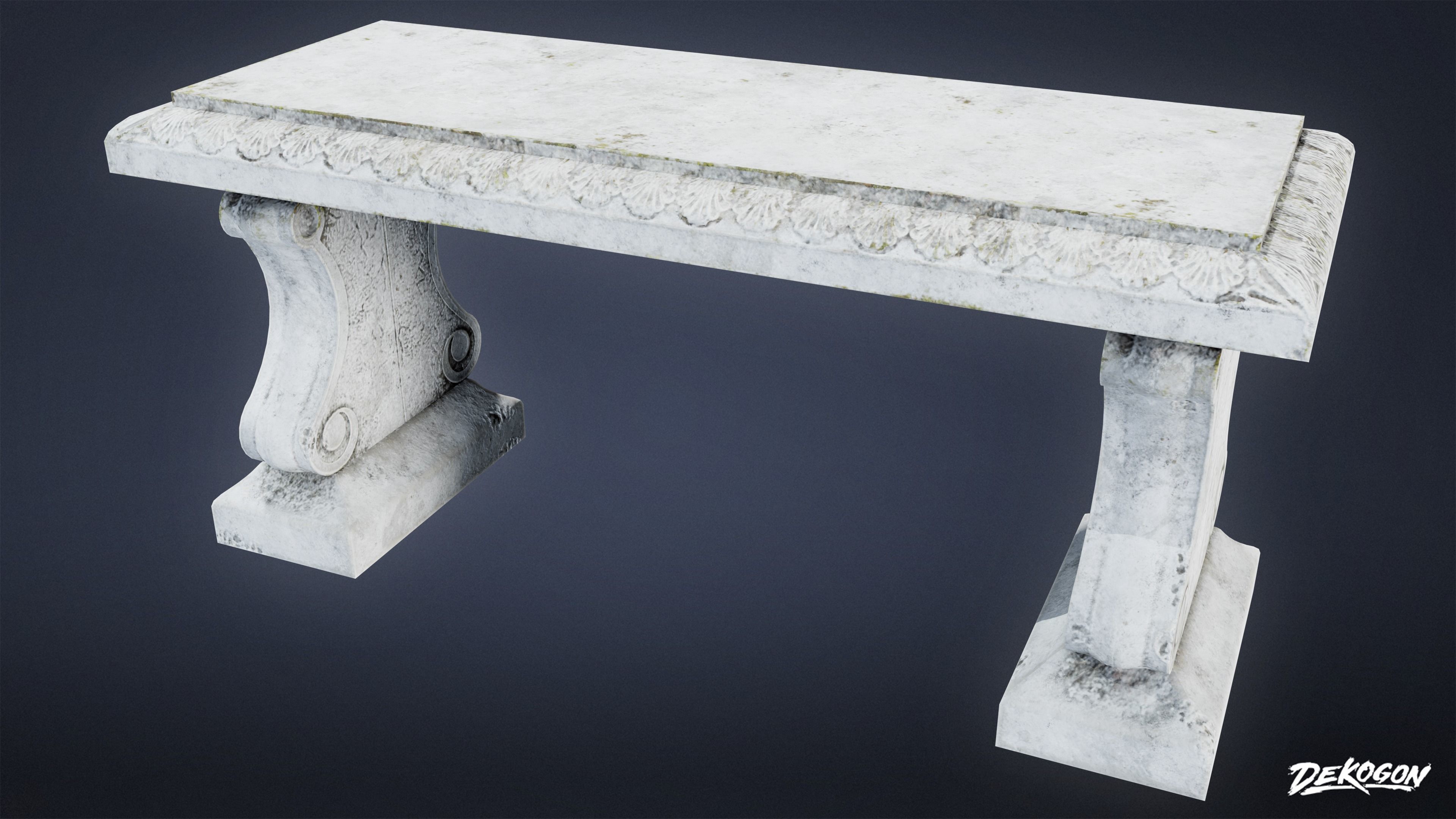 CEMETERY - Bench 01 - LOW POLY Low-poly 3D model_4