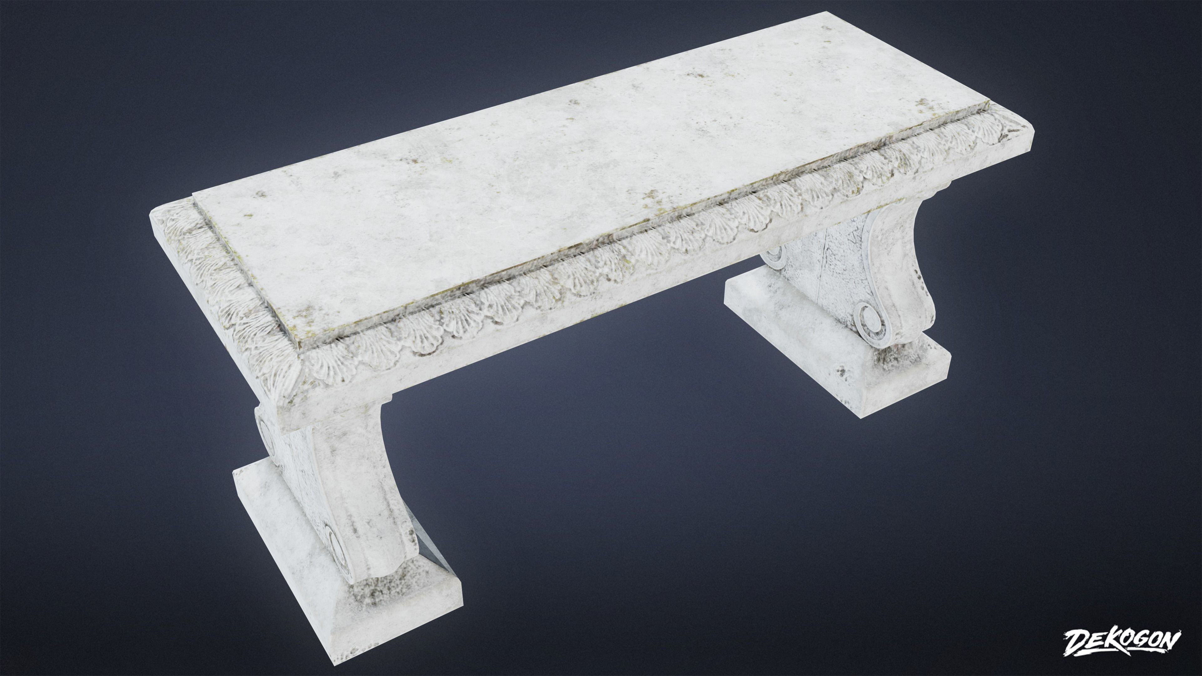 CEMETERY - Bench 01 - LOW POLY Low-poly 3D model_6