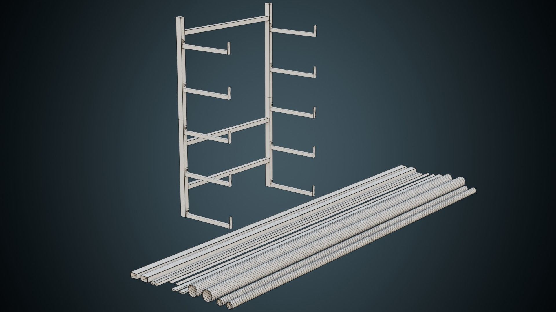 Pipe Rack 1A Low-poly 3D model_9