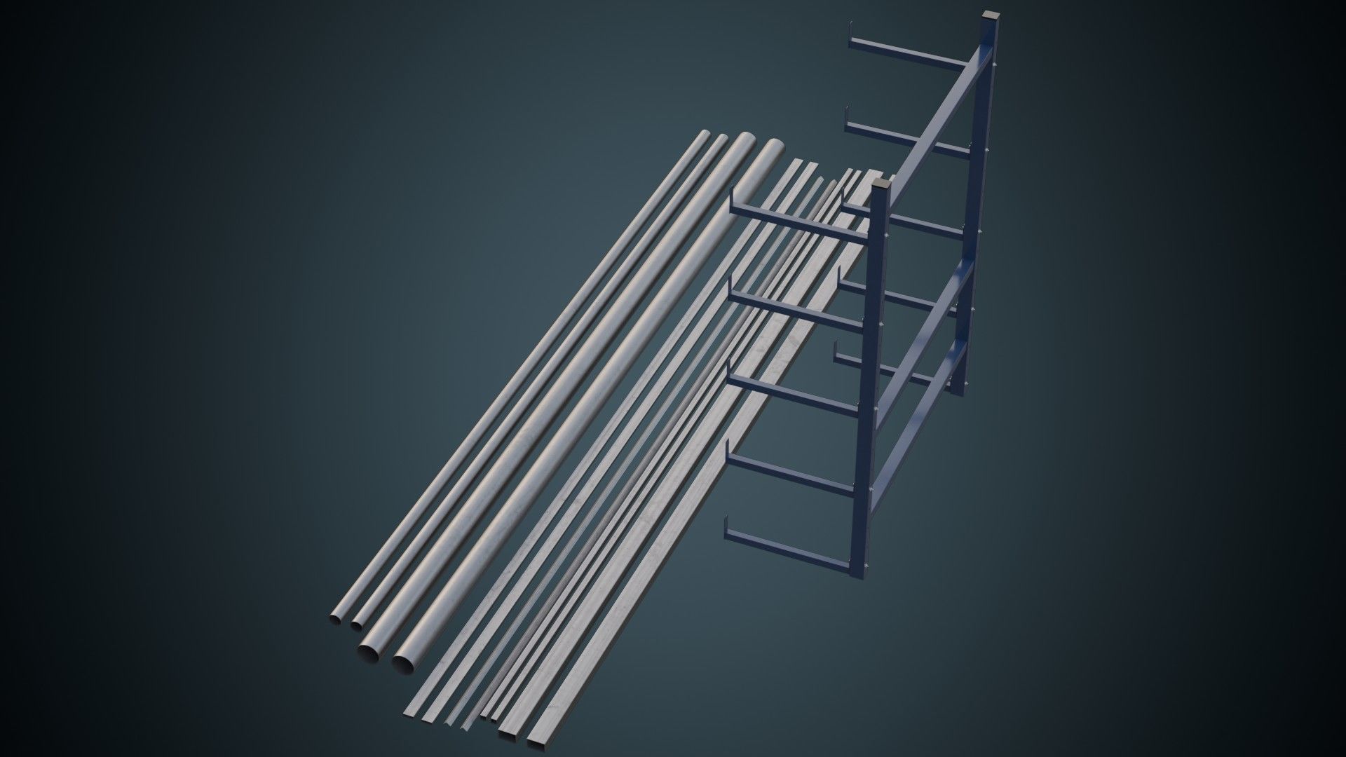Pipe Rack 1A Low-poly 3D model_5
