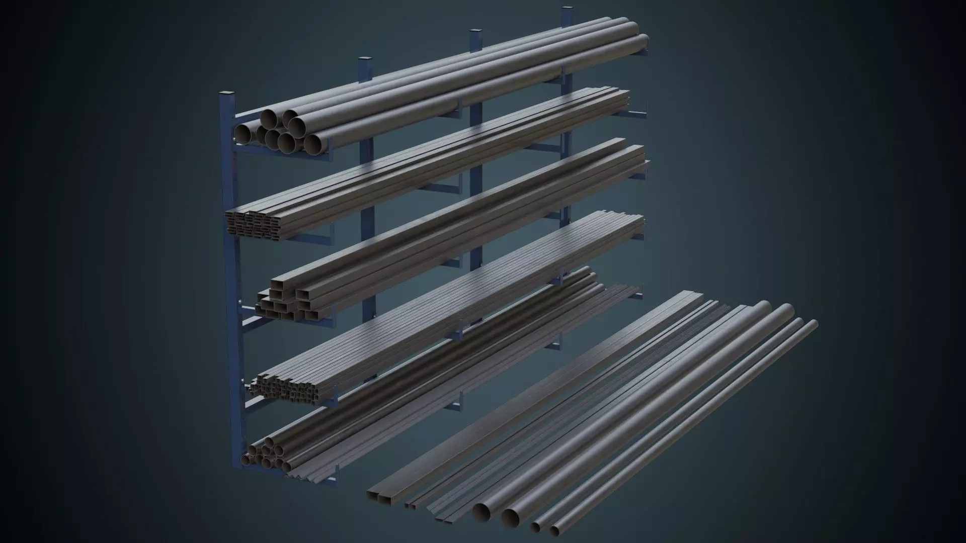 Pipe Rack 1A Low-poly 3D model_0
