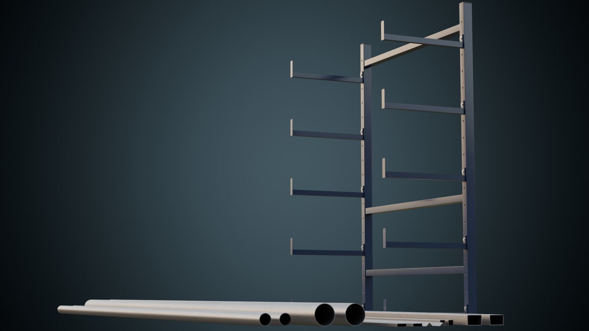 Pipe Rack 1A Low-poly 3D model_6