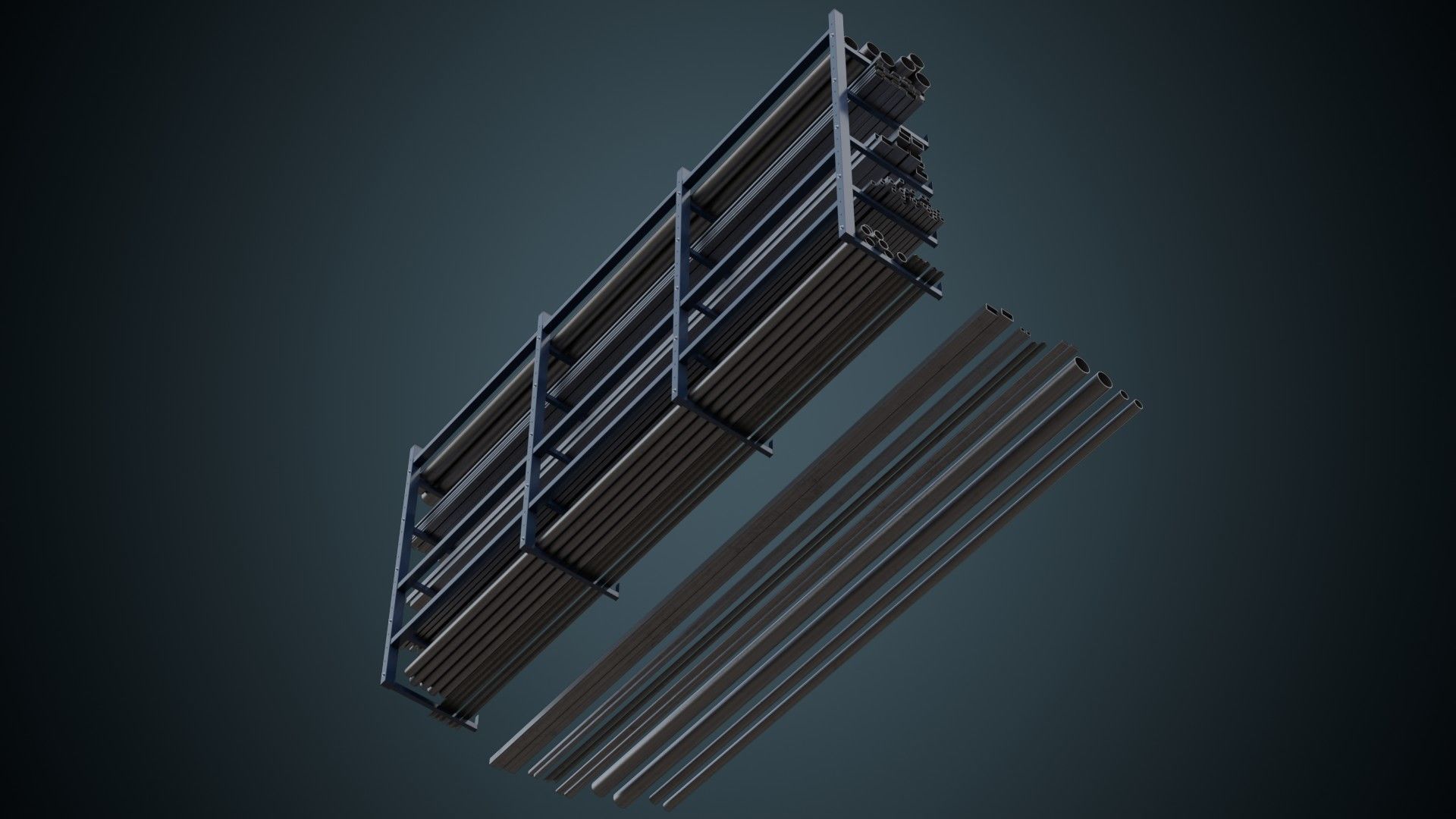 Pipe Rack 1A Low-poly 3D model_2