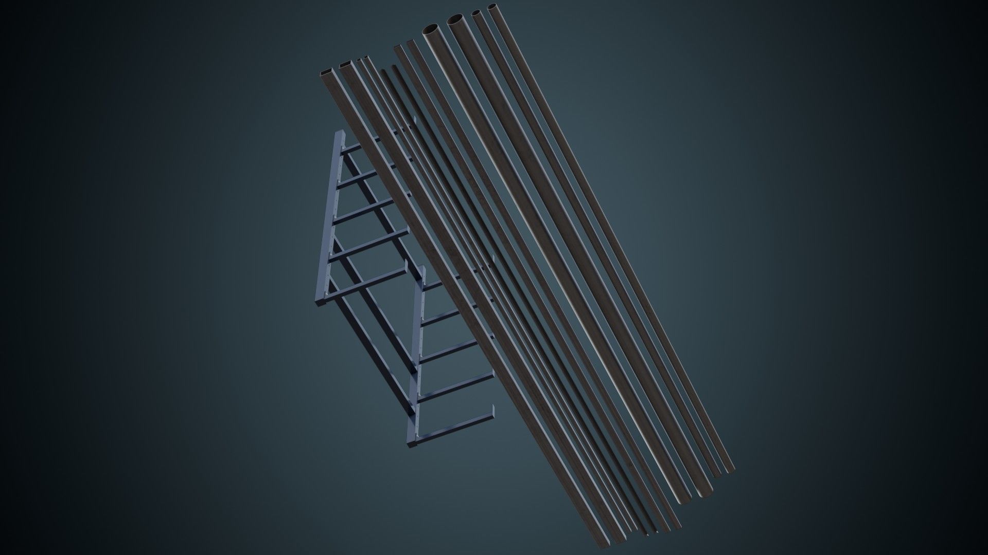 Pipe Rack 1A Low-poly 3D model_7