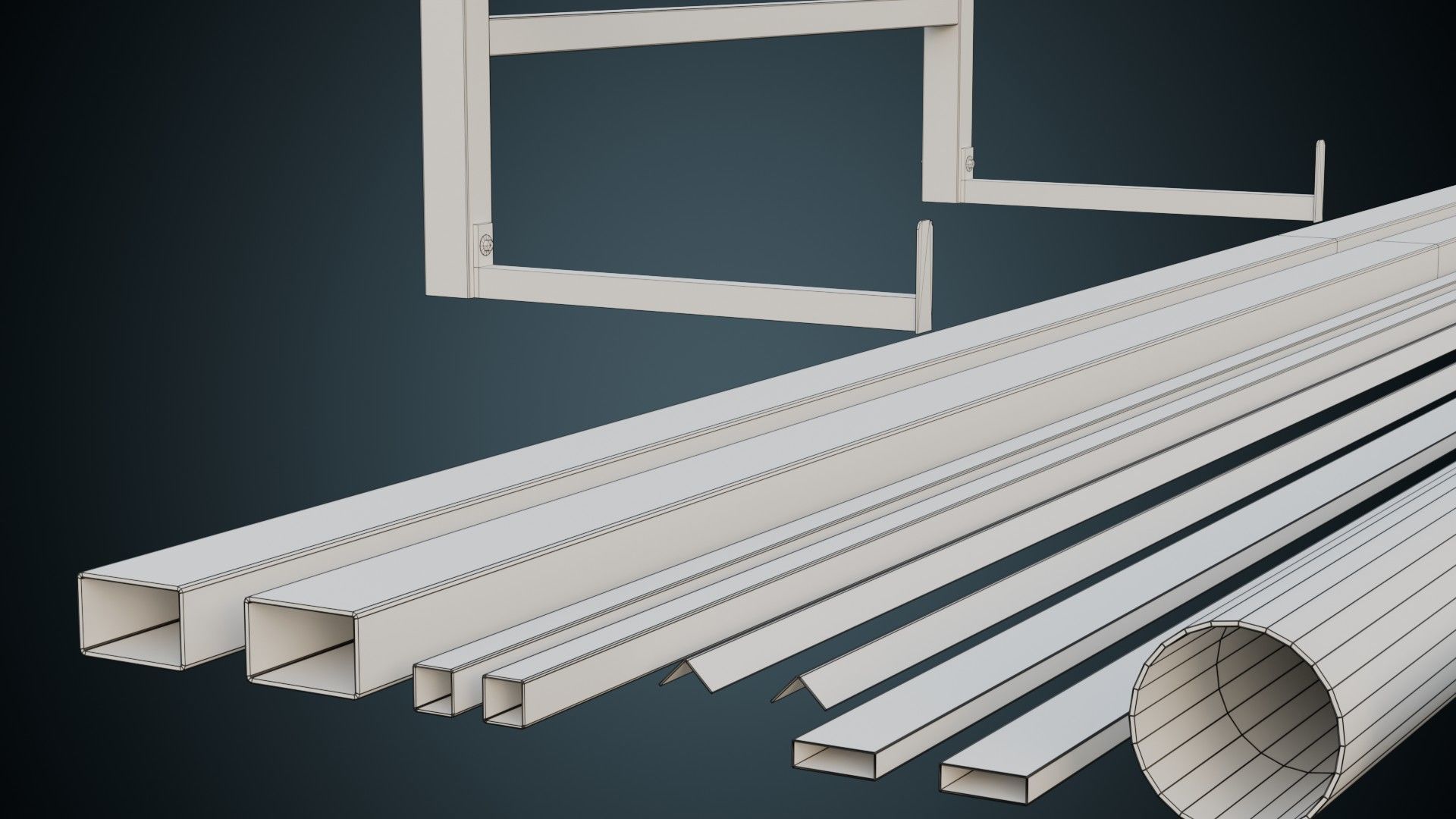 Pipe Rack 1A Low-poly 3D model_10