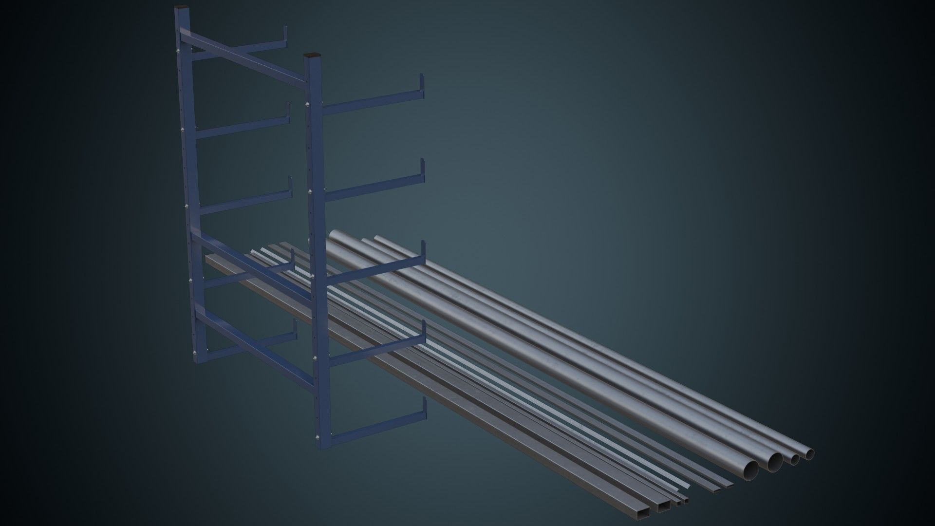 Pipe Rack 1A Low-poly 3D model_4