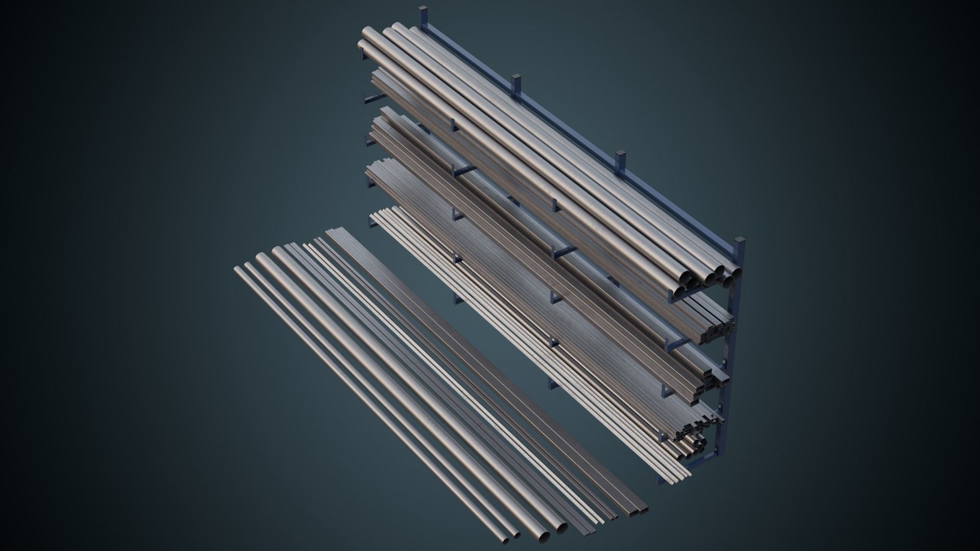 Pipe Rack 1A Low-poly 3D model_1
