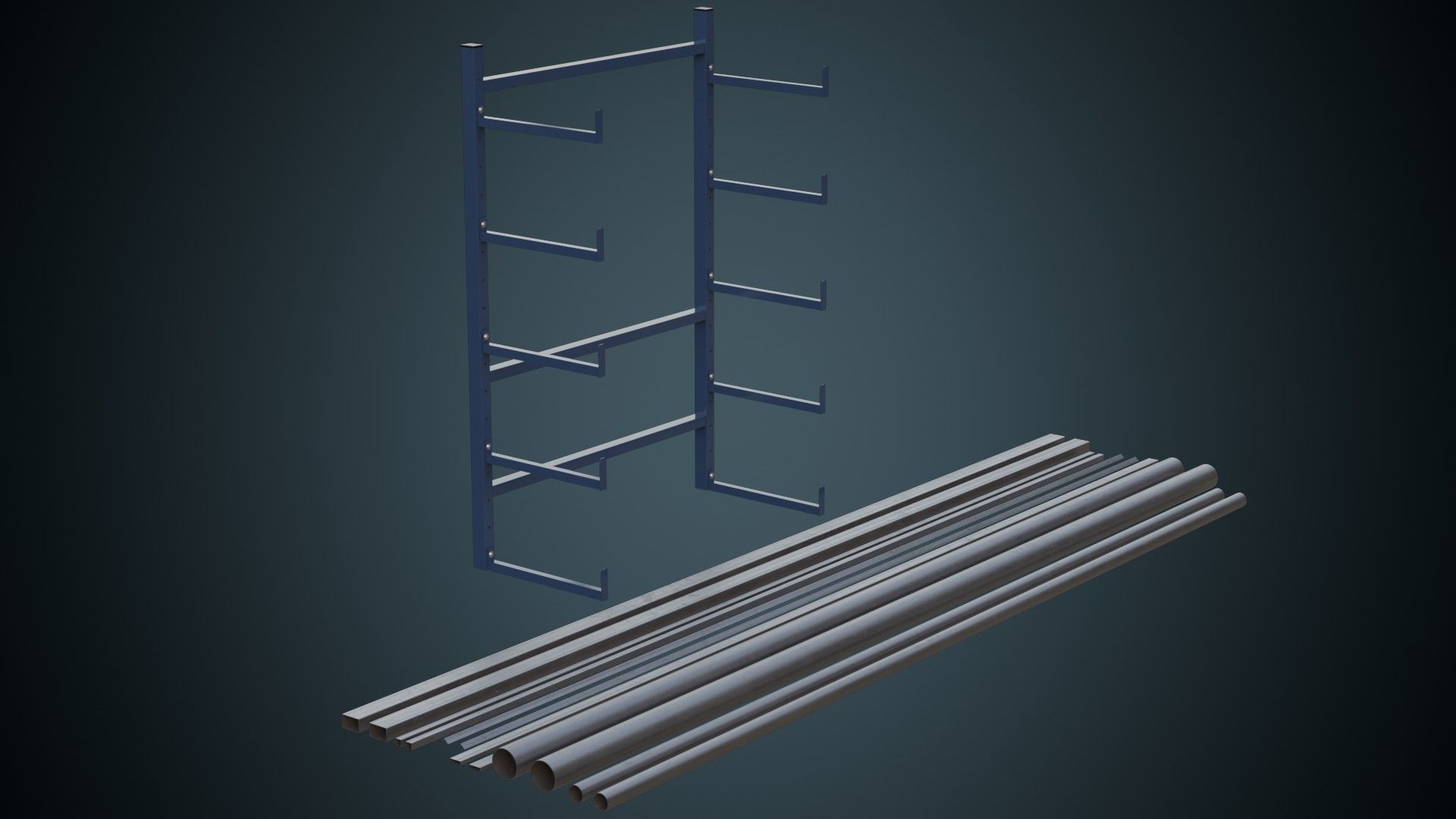 Pipe Rack 1A Low-poly 3D model_3