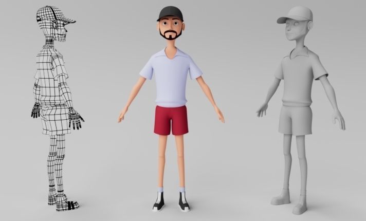 3D low poly Boy  Low-poly 3D model_10