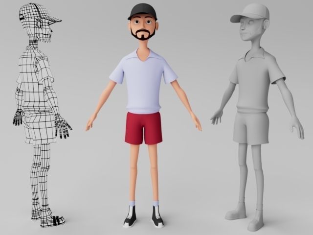 3D low poly Boy  Low-poly 3D model_5