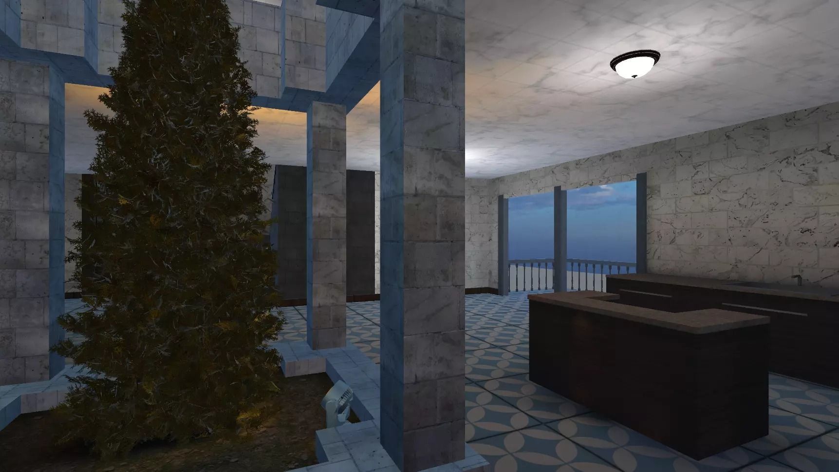 Luxury Cliff Mansion 3D FBX Model - With Interior 3D model_2