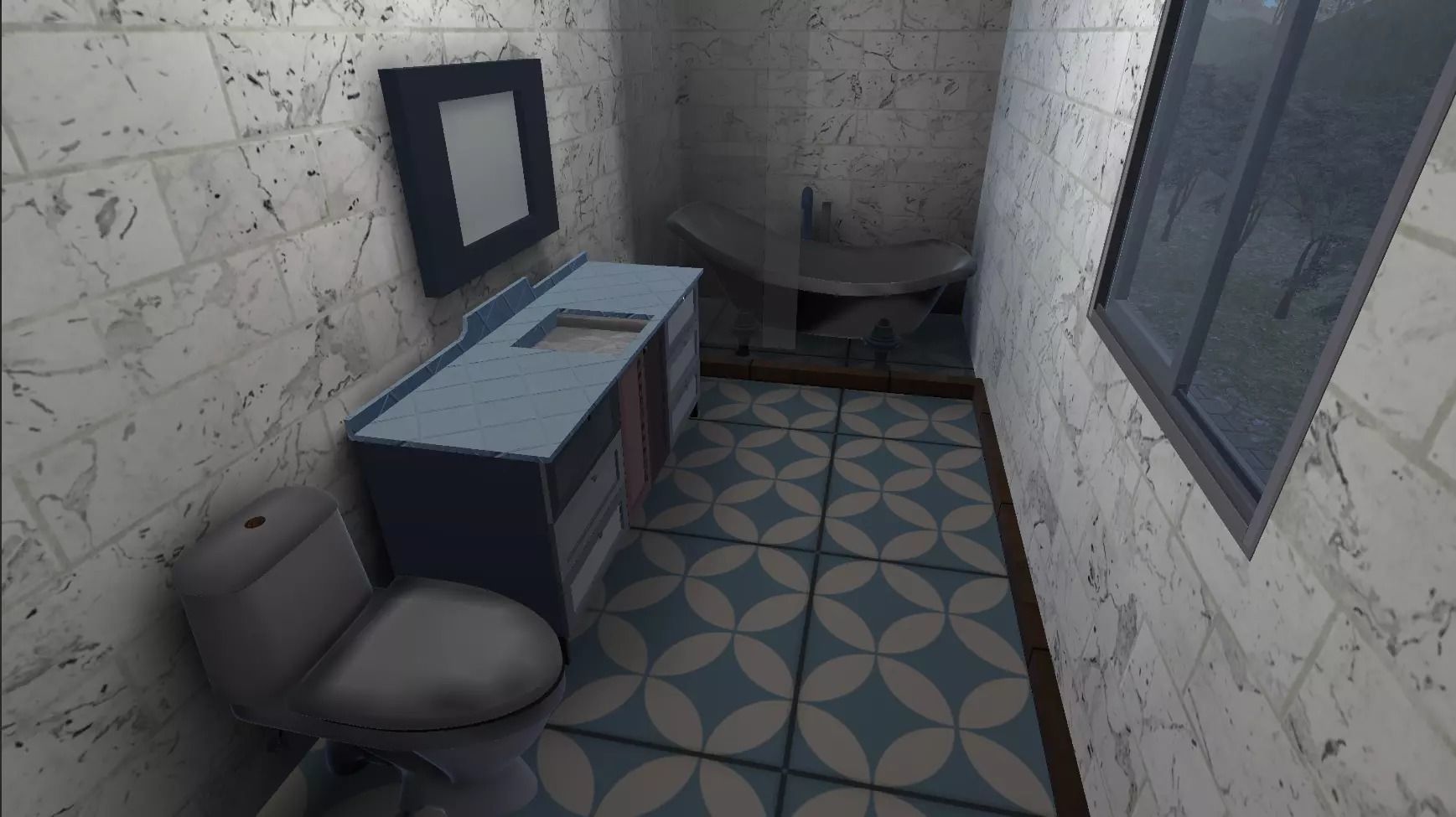 Luxury Cliff Mansion 3D FBX Model - With Interior 3D model_6