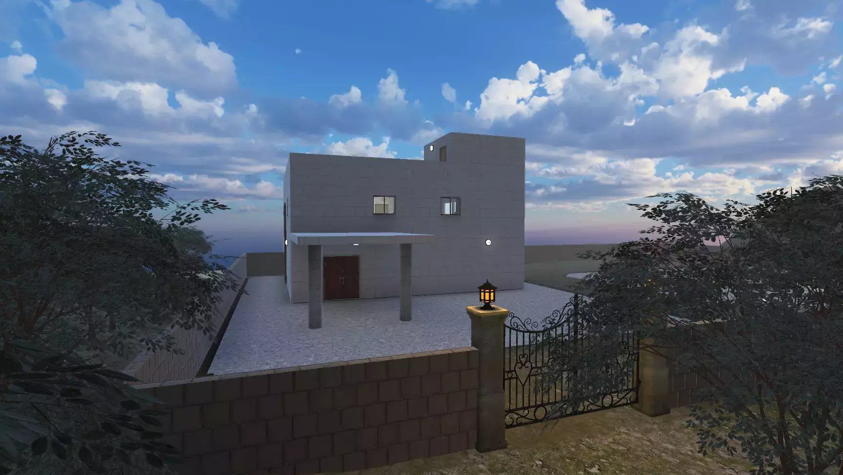 Luxury Cliff Mansion 3D FBX Model - With Interior 3D model_0