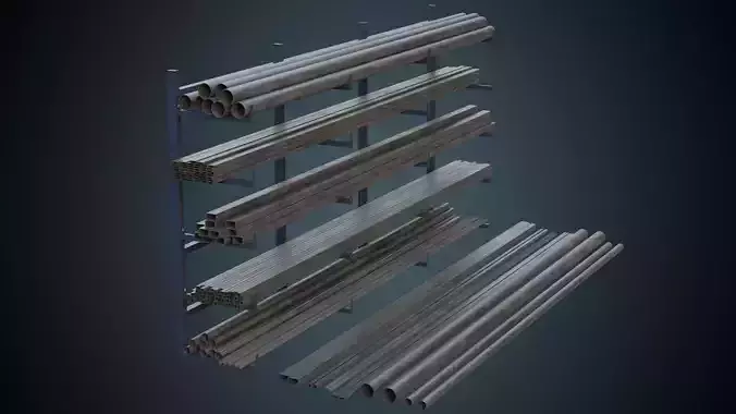 Pipe Rack 1B Low-poly 3D model