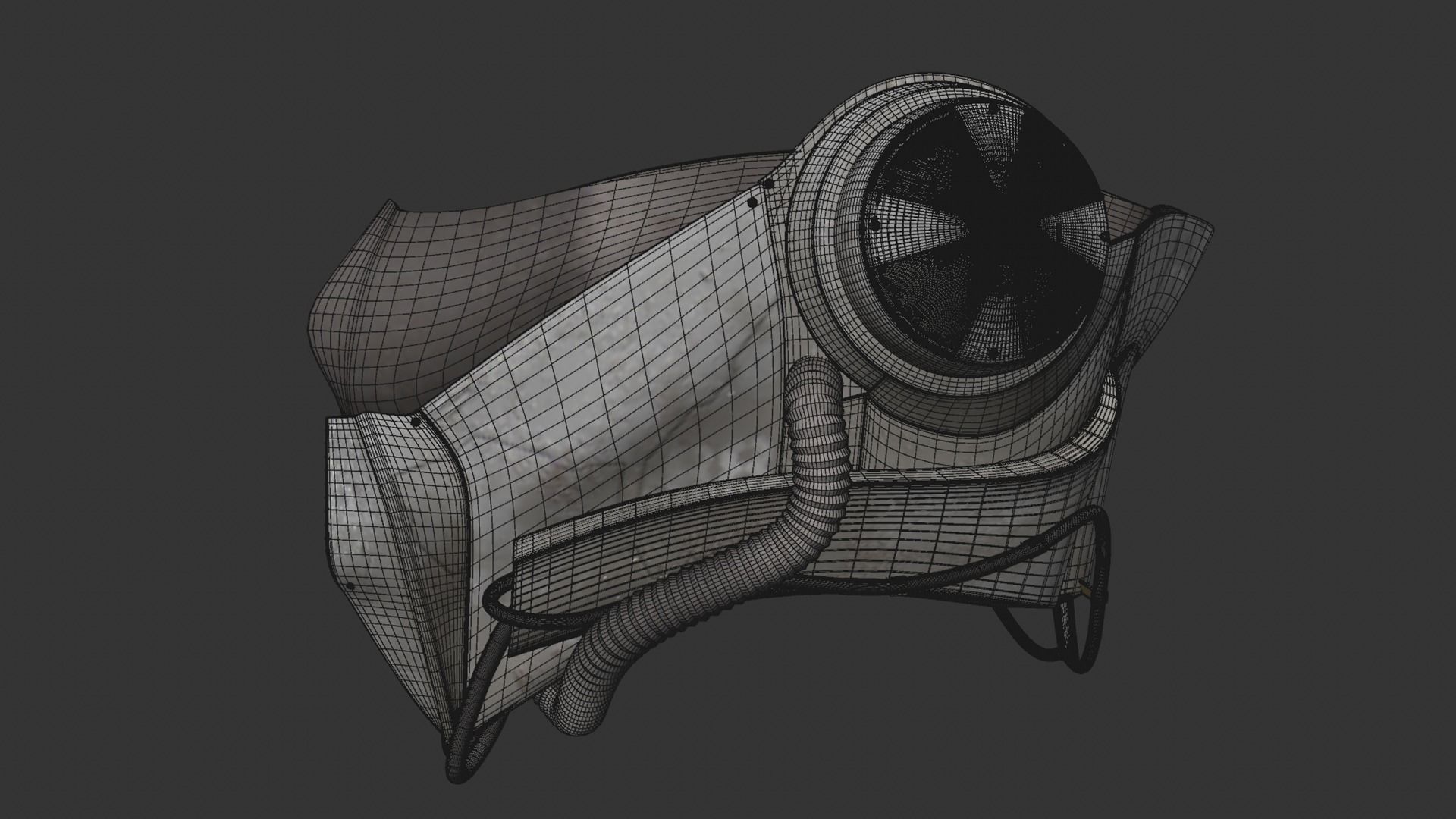 Cyberpunk mask Low-poly 3D model_9