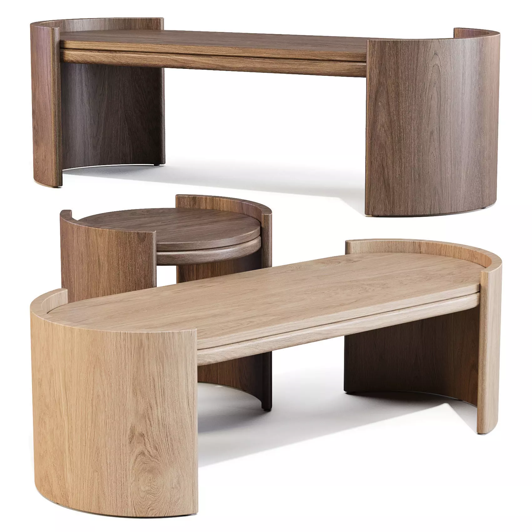 Parla Hug-M Wood - Coffee and Side Table 3D model_0