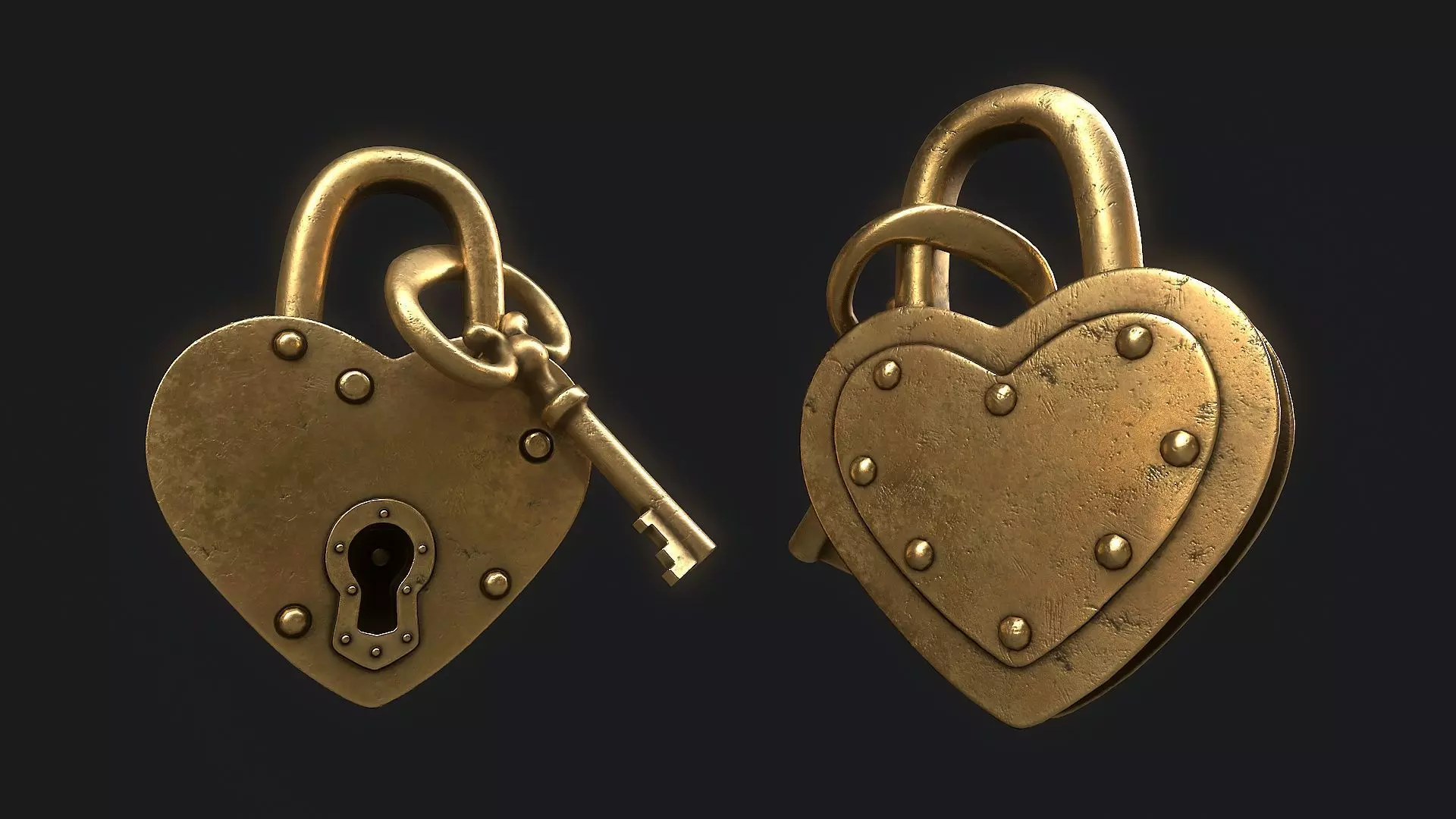 Padlock Heart 3 Low-poly 3D model