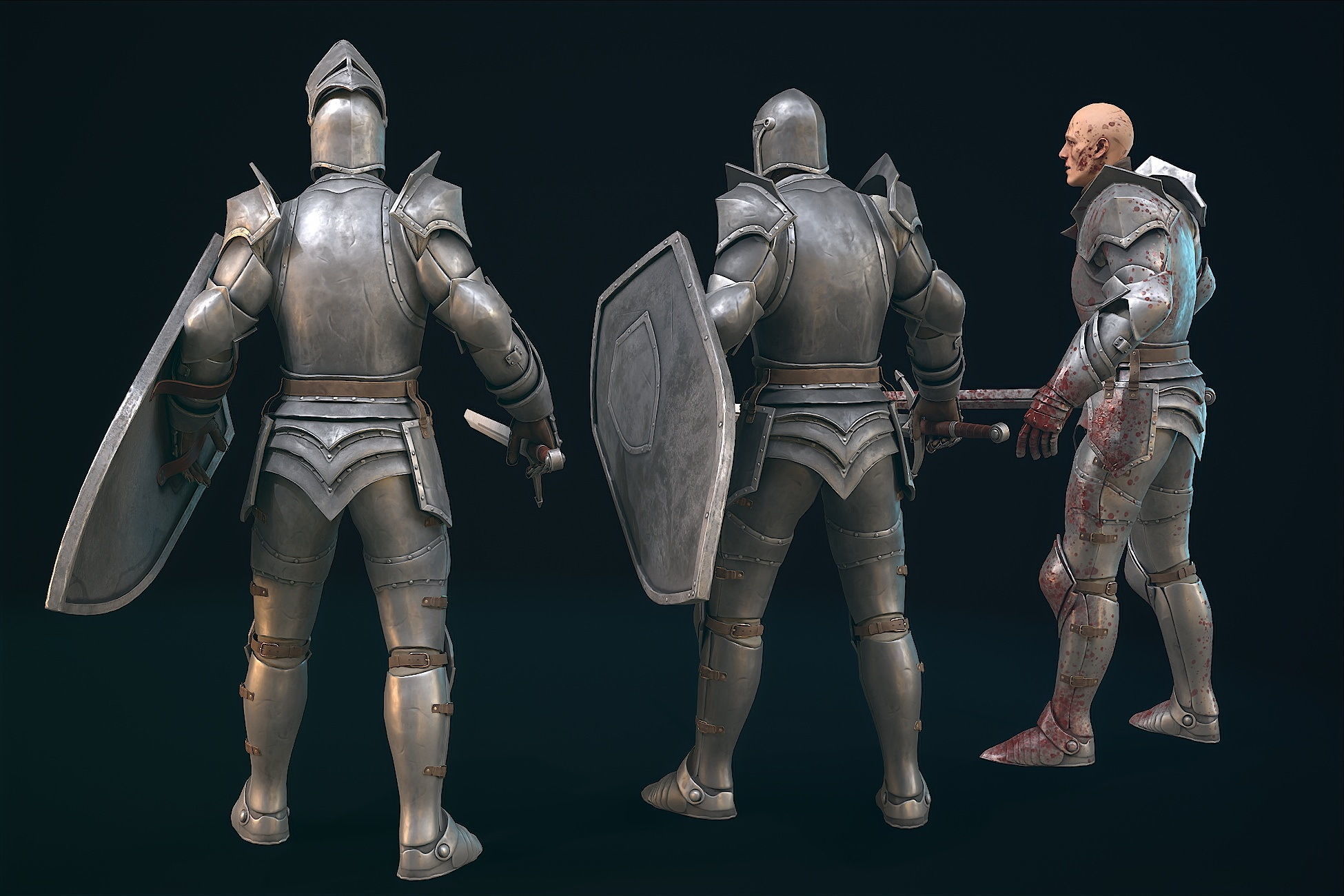 Warrior in Armor Low-poly 3D model_5