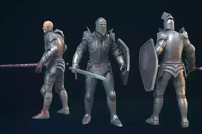 Warrior in Armor Low-poly 3D model