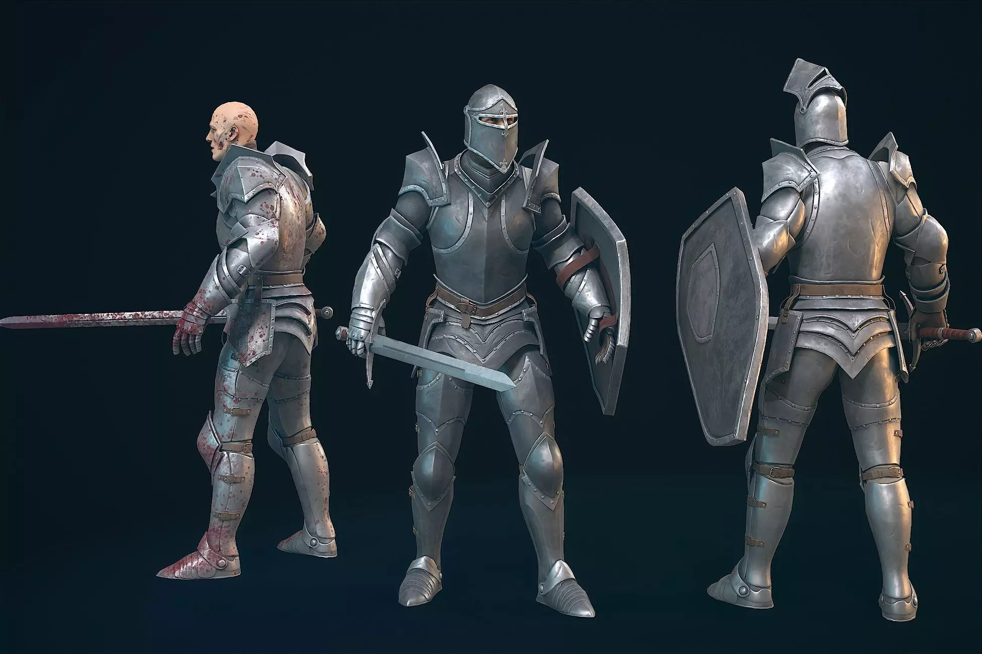 Warrior in Armor Low-poly 3D model_0