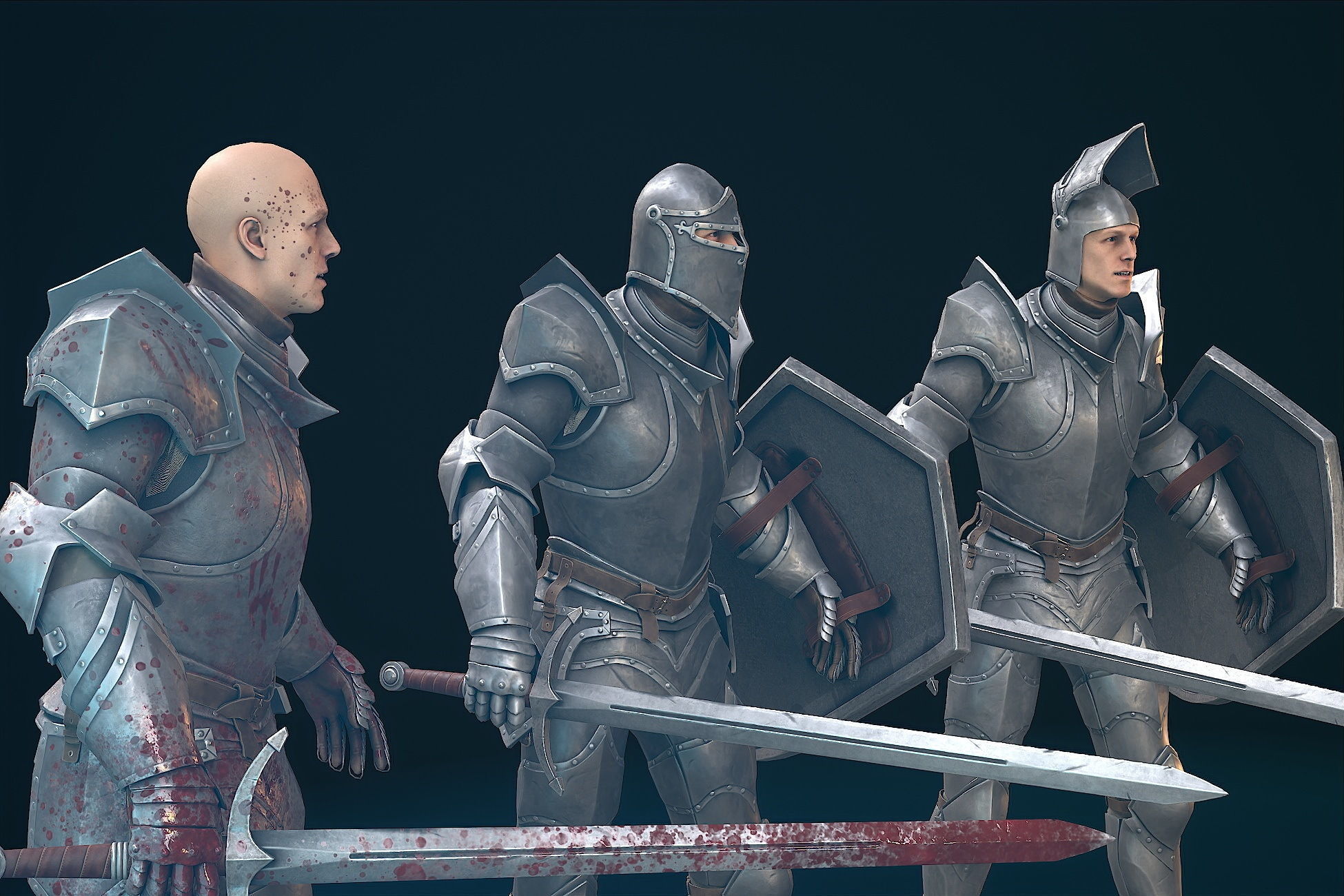 Warrior in Armor Low-poly 3D model_4