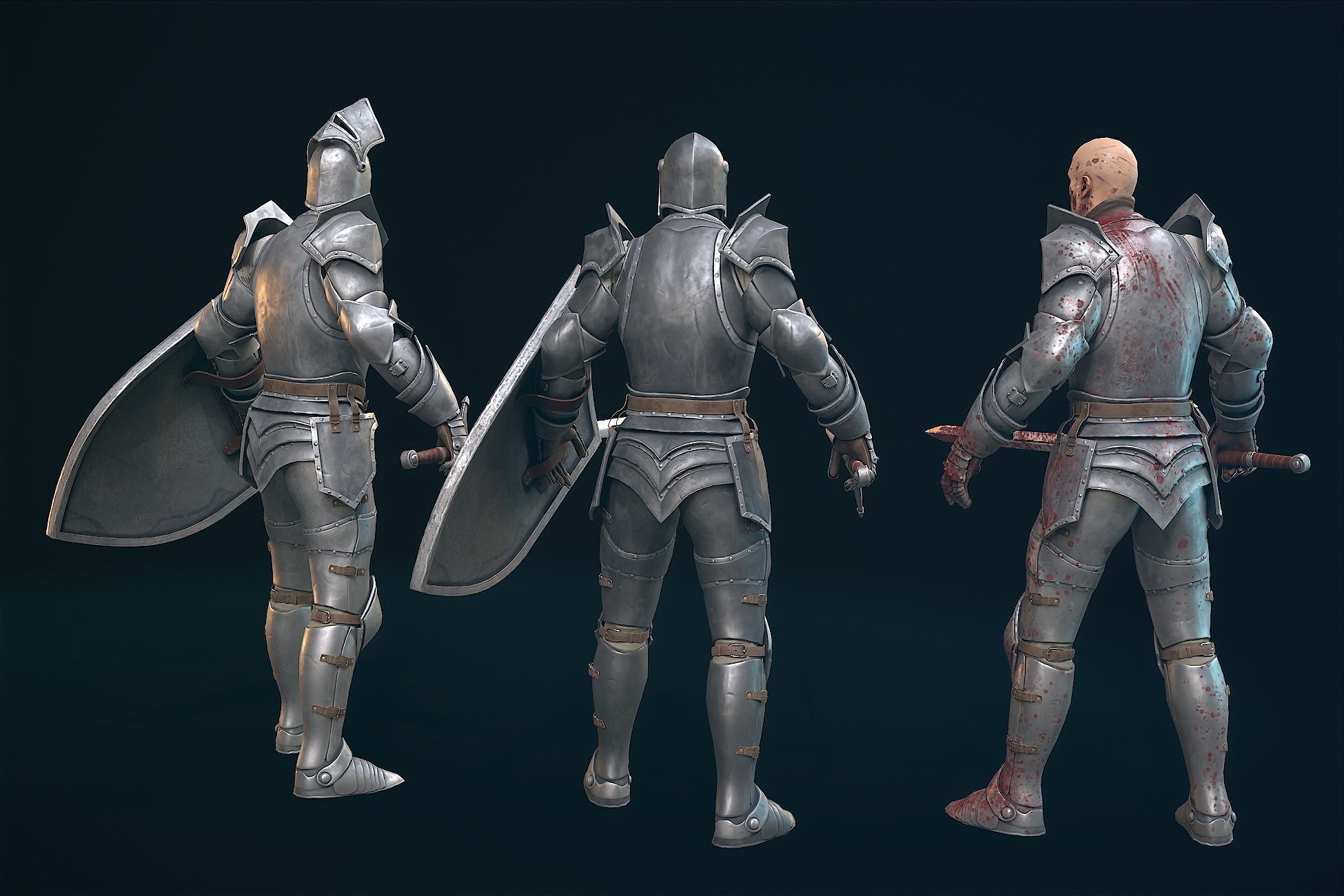 Warrior in Armor Low-poly 3D model_2