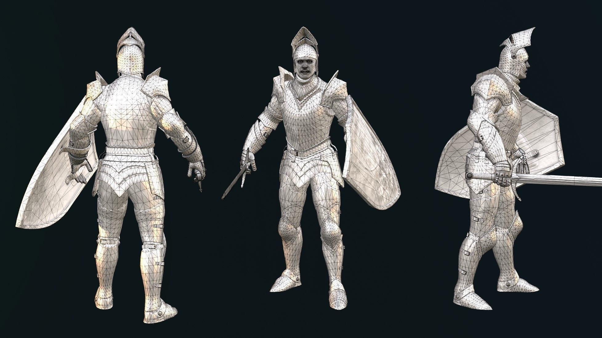 Warrior in Armor Low-poly 3D model_8